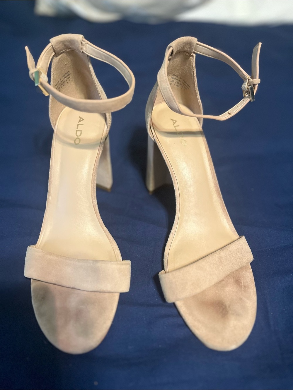 ALDO Blush Suede Ankle-Strap Block Heel Sandals